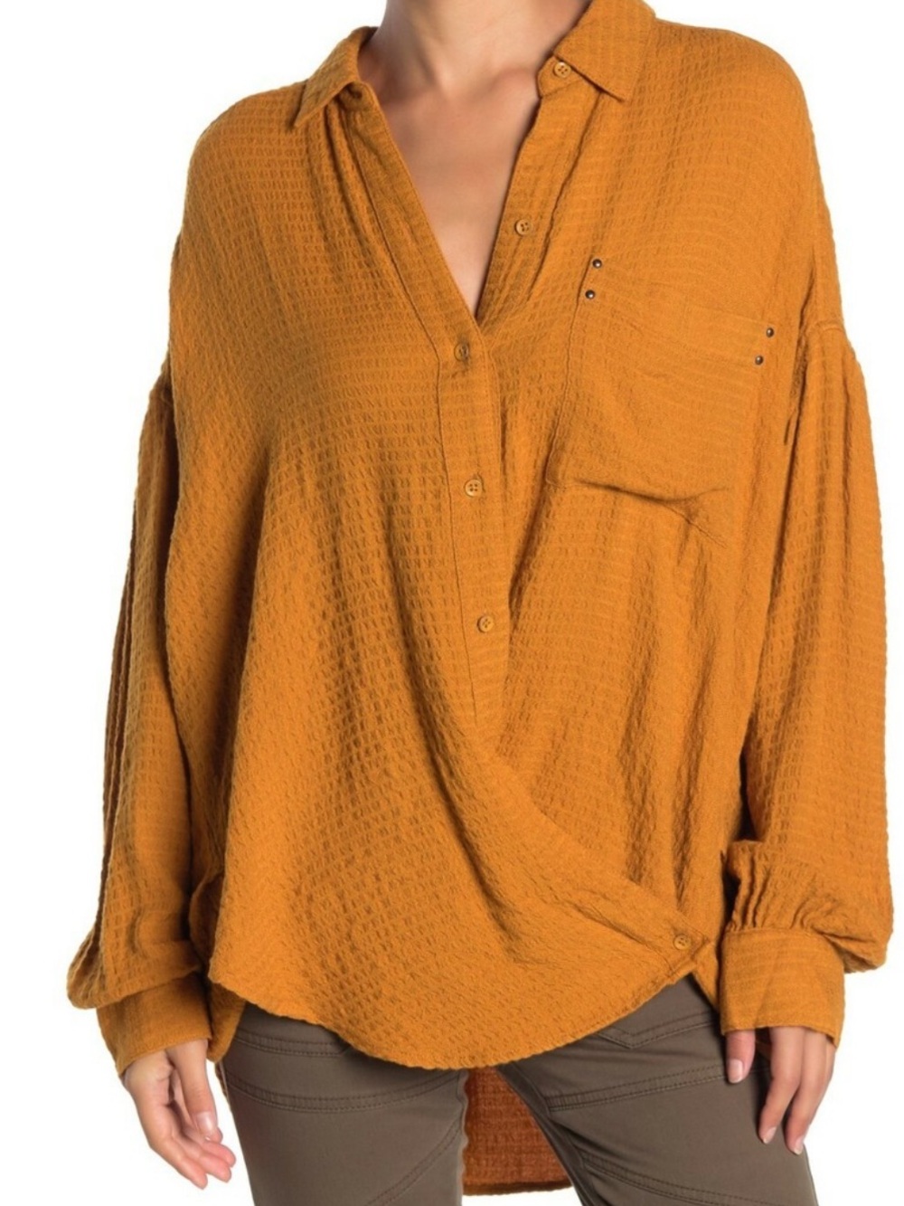 Free People We the Free Hidden Valley Button Up Long Sleeve Blouse, size small